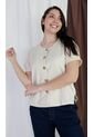 Blusa Para Mujer Manga Corta Beige Marca L&H de L&H