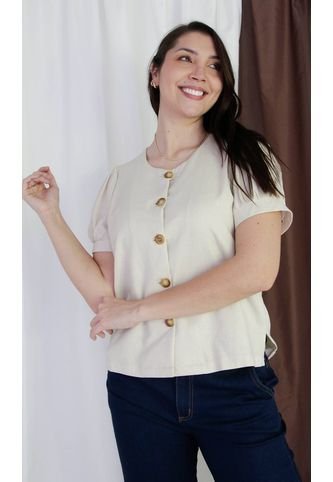 Blusa Para Mujer Manga Corta Beige Marca L&H L&H