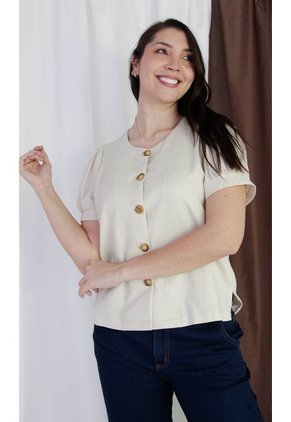 Blusa Para Mujer Manga Corta Beige Marca L&H