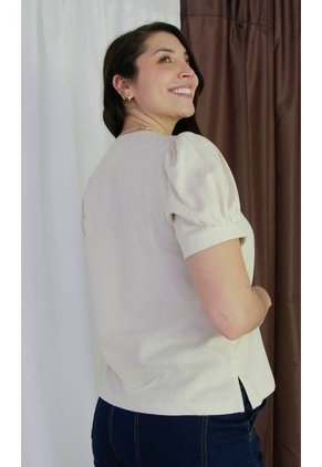 Blusa Para Mujer Manga Corta Beige Marca L&H