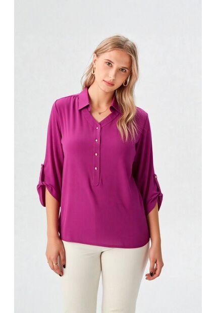 Blusa Para Mujer Manga 3/4 Morado Marca L&H Ref. 1F412457