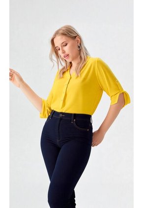 Blusa Para Mujer Manga 3/4 Amarillo Marca L&H Ref. 1F412457