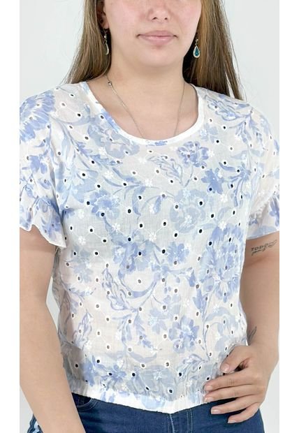 Blusa Para Mujer Manga Corta Azul Marca L&H