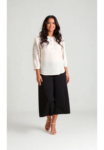 Blusa Para Mujer. Manga 3/4 Beige Marca L&H Ref. 3K612020