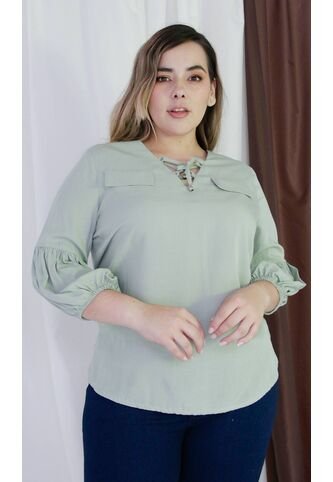 Blusa Para Mujer. Manga 3/4 Verde Marca L&H Ref. 2J612082 L&H