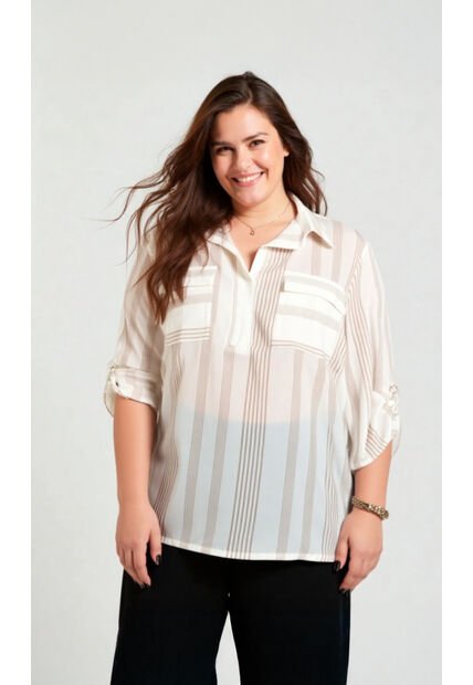Blusa Para Mujer. Manga 3/4 Beige Marca L&H Ref. 1F612224