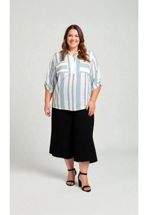 Blusa Para Mujer. Manga 3/4 Azul Turquesa Marca L&H Ref. 1F612224