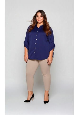 Blusa Para Mujer. Manga 3/4 Azul Oscuro Marca L&H Ref. 1F612223 L&H