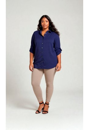 Blusa Para Mujer. Manga 3/4 Azul Oscuro Marca L&H Ref. 1F612223