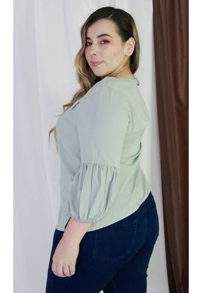 Blusa Para Mujer. Manga 3/4 Verde Marca L&H Ref. 2J612082