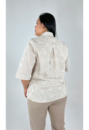 Blusa Para Mujer. Manga Corta Beige Marca L&H Ref. 1F612228