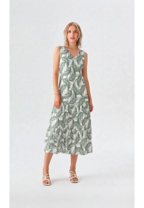 Vestido Para Mujer Manga Sisa Verde Marca L&H Ref. 2J417066