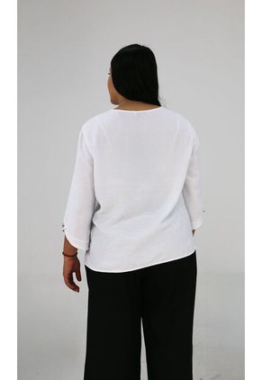 Blusa Para Mujer. Manga 3/4 Blanco Marca L&H Ref. 5P612102