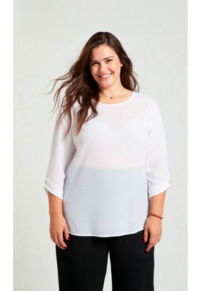 Blusa Para Mujer. Manga 3/4 Blanco Marca L&H Ref. 5P612102