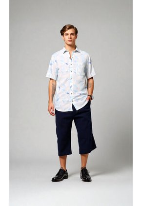 Camisa Para Hombre Manga Corta Azul Marca L&H Ref. 7Y101230