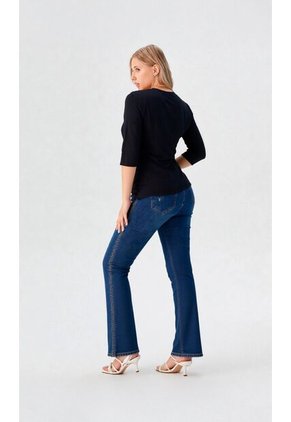 Camiseta Para Mujer Manga 3/4 Negro Marca L&H Ref. 7S409036