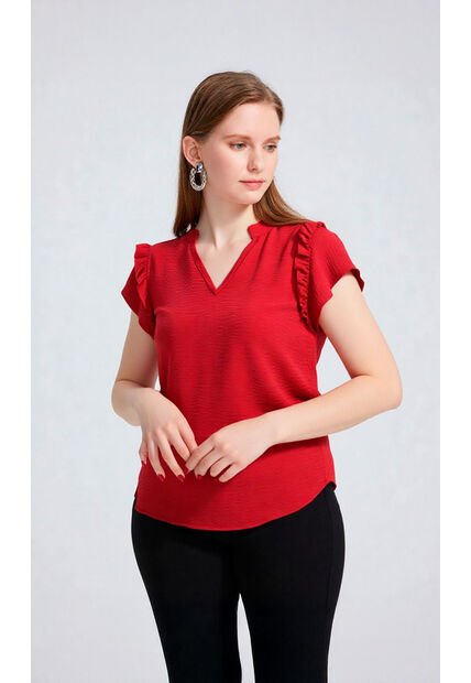 Blusa Para Mujer Manga Corta Vino Marca L&H Ref. 5P412278