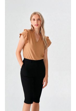 Blusa Para Mujer Manga Corta Taupe Marca L&H Ref. 5P412278