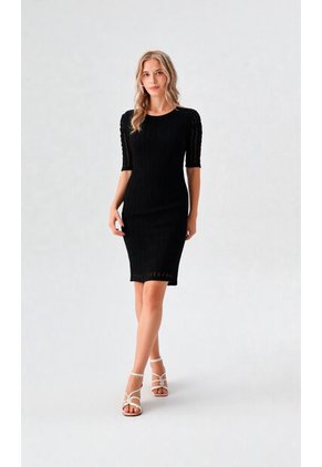 Vestido Para Mujer Manga Corta Negro Marca L&H Ref. 5P417013