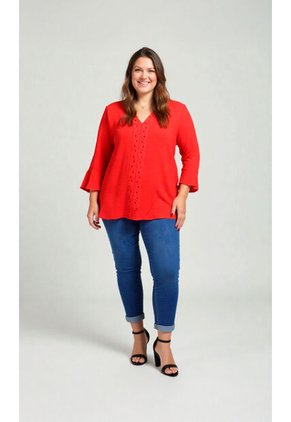 Blusa Para Mujer. Manga 3/4 Rojo Marca L&H Ref. 5P612075