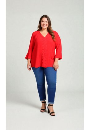 Blusa Para Mujer. Manga 3/4 Rojo Marca L&H Ref. 5P612075