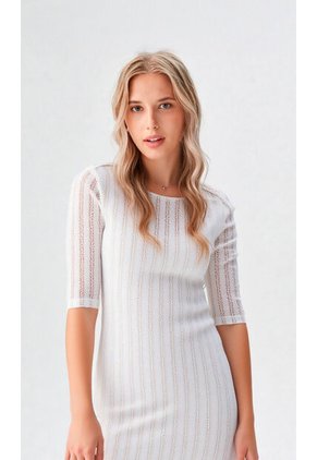 Vestido Para Mujer Manga Corta Crudo Marca L&H Ref. 5P417013