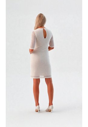 Vestido Para Mujer Manga Corta Crudo Marca L&H Ref. 5P417013