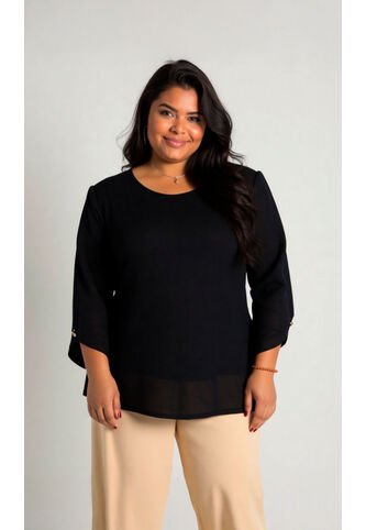 Blusa Para Mujer. Manga 3/4 Negro Marca L&H Ref. 5P612102 L&H