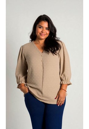 Blusa Para Mujer. Manga 3/4 Beige Marca L&H Ref. 5P612091