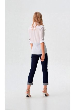 Blusa Para Mujer Manga 3/4 Blanco Marca L&H Ref. 1F412617