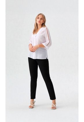 Blusa Para Mujer Manga 3/4 Blanco Marca L&H Ref. 1F412665
