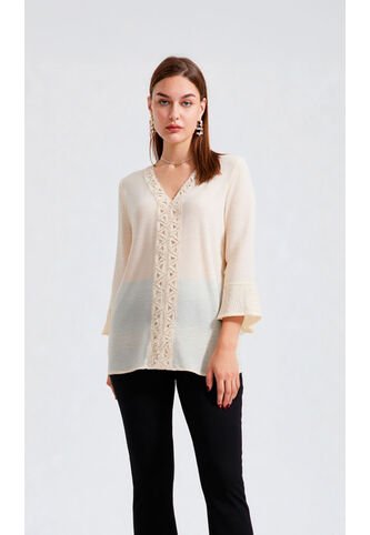 Blusa Para Mujer. Manga 3/4 Beige Marca L&H Ref. 5P612075 L&H