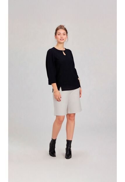 Blusa Para Mujer Manga 3/4 Negro Marca L&H Ref. 5P412269