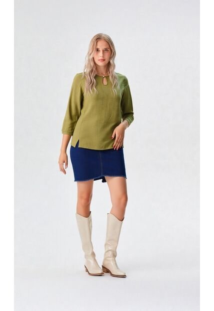 Blusa Para Mujer Manga 3/4 Verde Marca L&H Ref. 5P412269