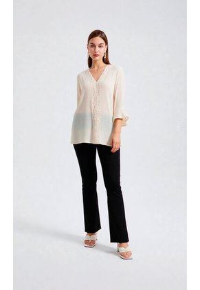 Blusa Para Mujer. Manga 3/4 Beige Marca L&H Ref. 5P612075