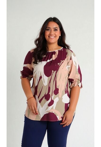 Blusa Para Mujer. Manga Corta Taupe Marca L&H Ref. 2J612088
