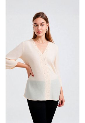 Blusa Para Mujer. Manga 3/4 Beige Marca L&H Ref. 5P612075