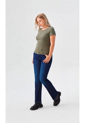 Camiseta Para Mujer Manga Corta Verde Aceituna Marca L&H Ref. 1F409504
