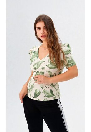 Camiseta Para Mujer Manga Corta Verde Marca L&H Ref. 1Y409021