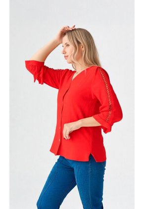 Blusa Para Mujer Manga 3/4 Rojo Marca L&H Ref. 1F412665