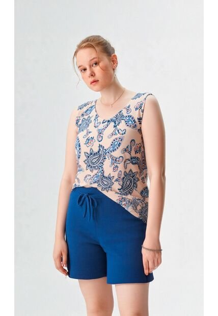 Blusa Para Mujer Manga Sisa Azul Marca L&H Ref. 1F412706
