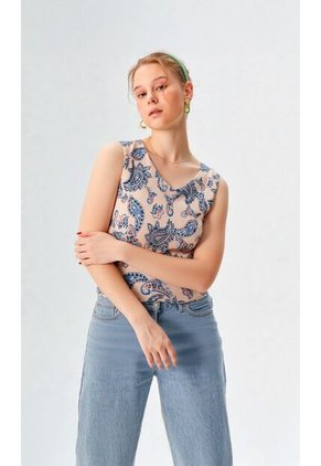 Blusa Para Mujer Manga Sisa Azul Marca L&H Ref. 1F412706