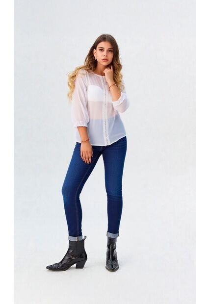 Blusa Para Mujer Manga 3/4 Blanco Marca L&H Ref. 5P412274