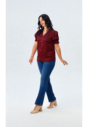 Blusa Para Mujer Manga Corta Vino Marca L&H Ref. 5P412275