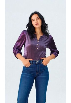 Blusa Para Mujer Manga 3/4 Morado Marca L&H Ref. 5P412272