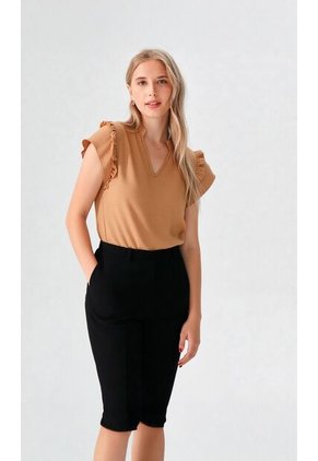 Blusa Para Mujer Manga Corta Taupe Marca L&H Ref. 5P412278