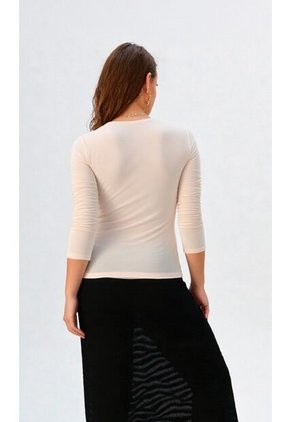Camiseta Para Mujer Manga 3/4 Beige Marca L&H Ref. 1F409516