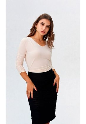 Camiseta Para Mujer Manga 3/4 Beige Marca L&H Ref. 1F409516