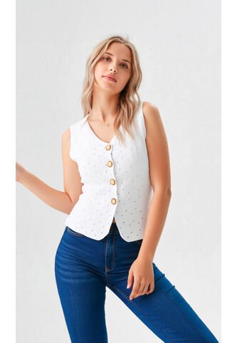 Chaleco Para Mujer Blanco Marca L&H Ref. 1G425002 L&H