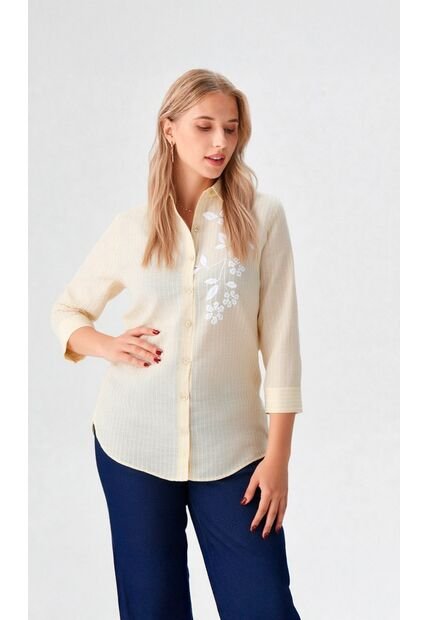 Blusa Para Mujer Manga 3/4 Amarillo Marca L&H Ref. 1F412702
